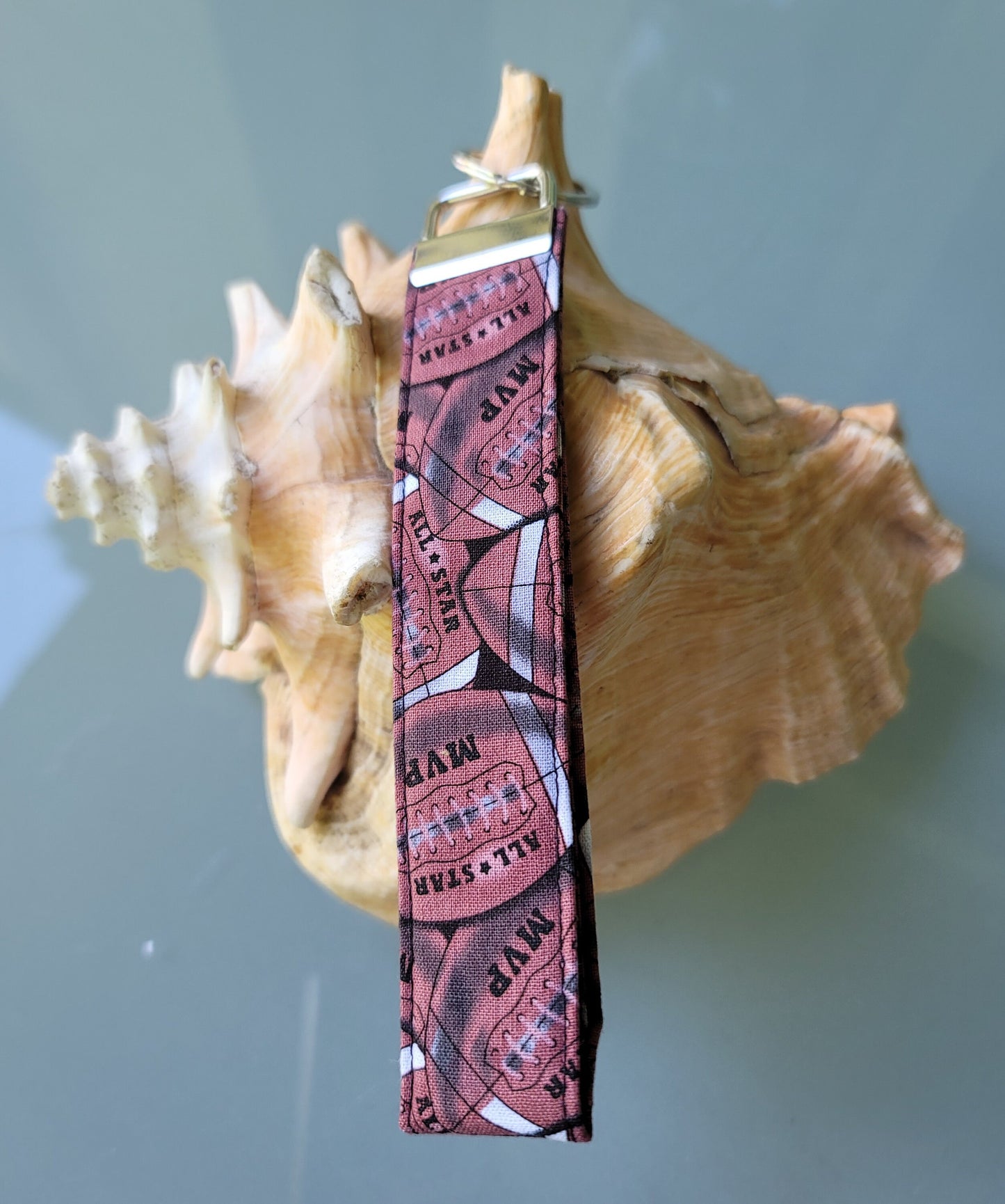 Football print wristlet keychain