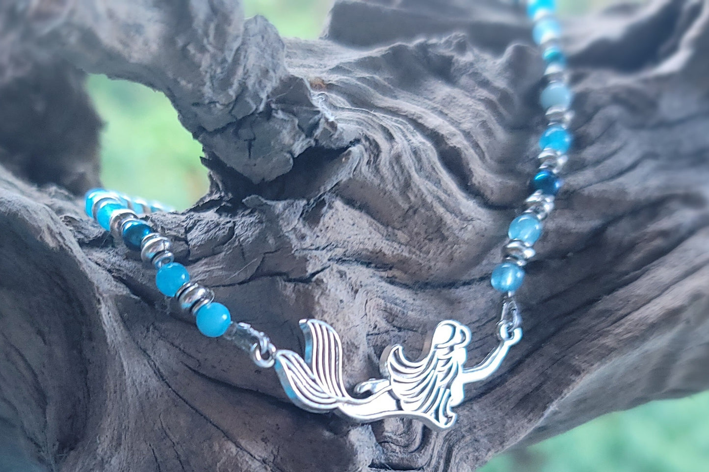 Mermaid necklace with jade beads and freshwater pearls